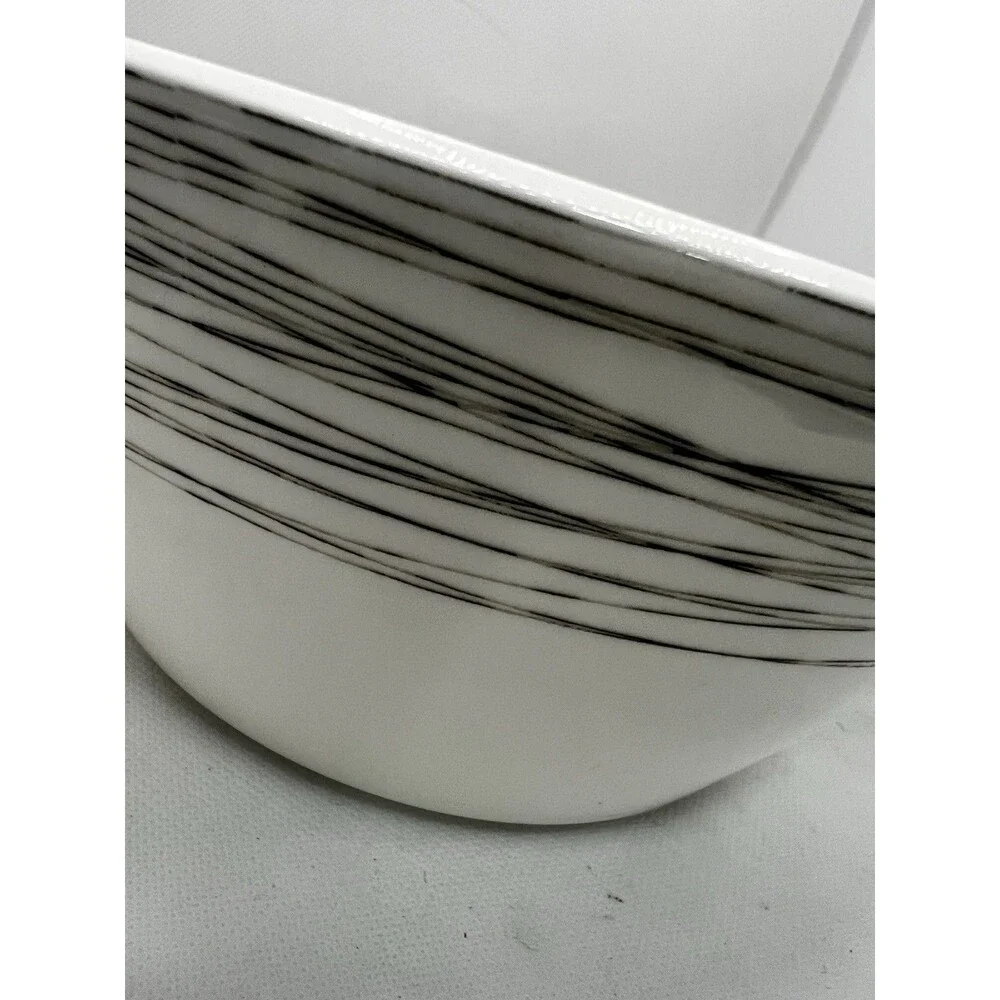 Crate & Barrel ITO Black White Porcelain Serving Bowl